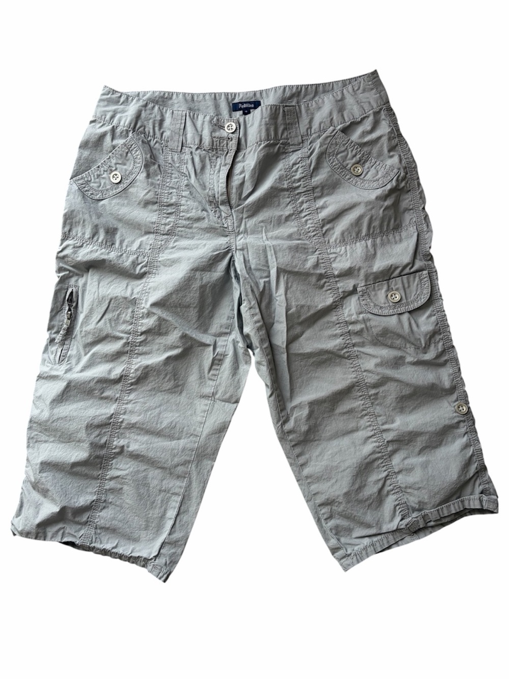 Reitmans Light Grey Cargo Capri Pants Cropped Utility Trousers Y2K Casual